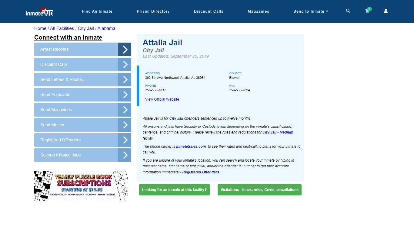 Attalla Jail | Inmate Locator