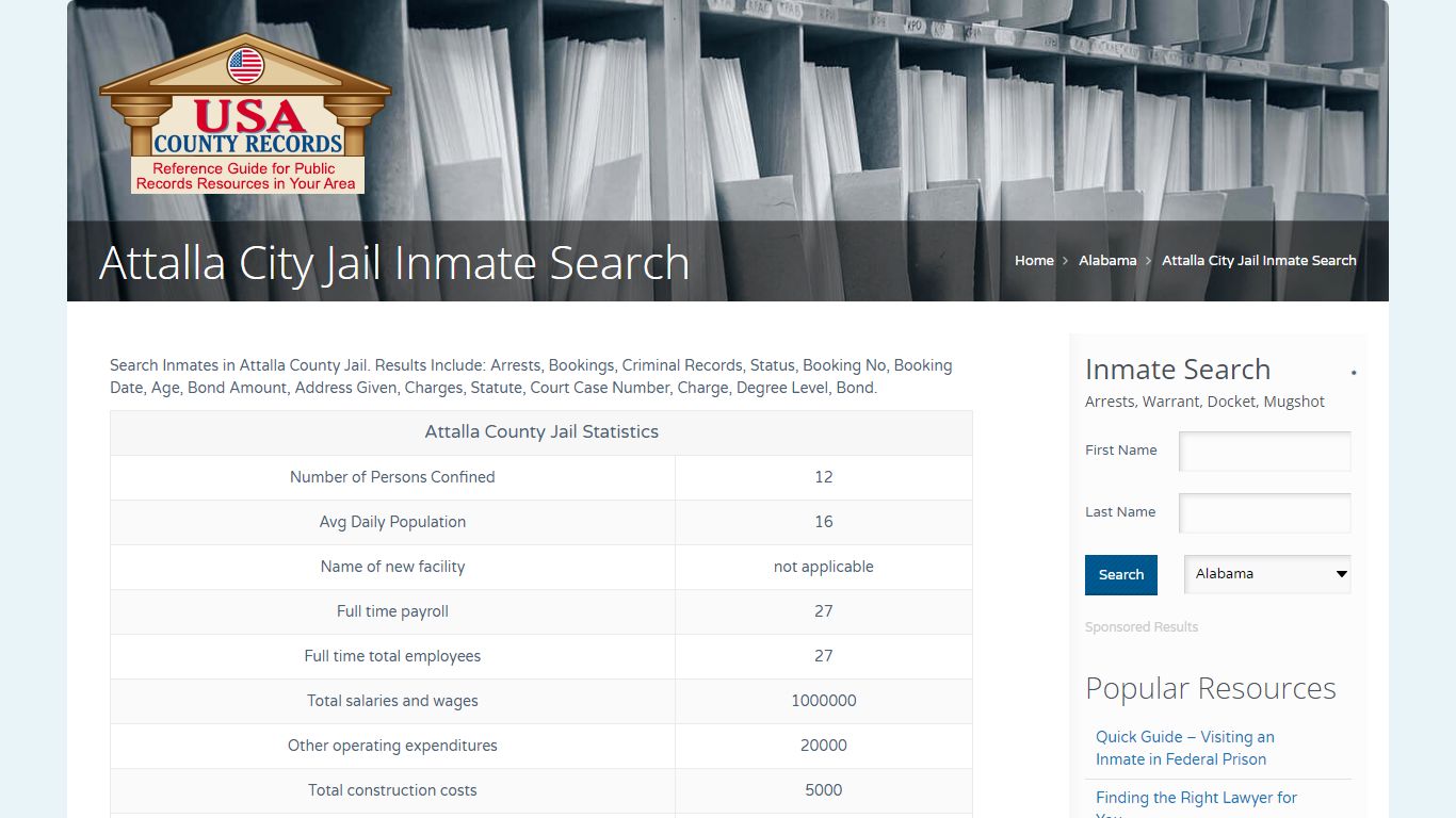 Attalla City Jail Inmate Search | Name Search